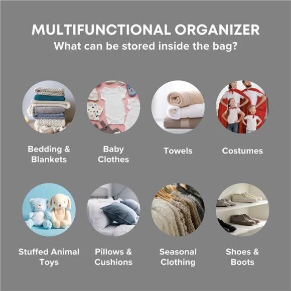 SmartCube Under Bed Storage Bags - 3 Pack Large 39" x 18" x 6" Gray Containers - Picture 6 of 7